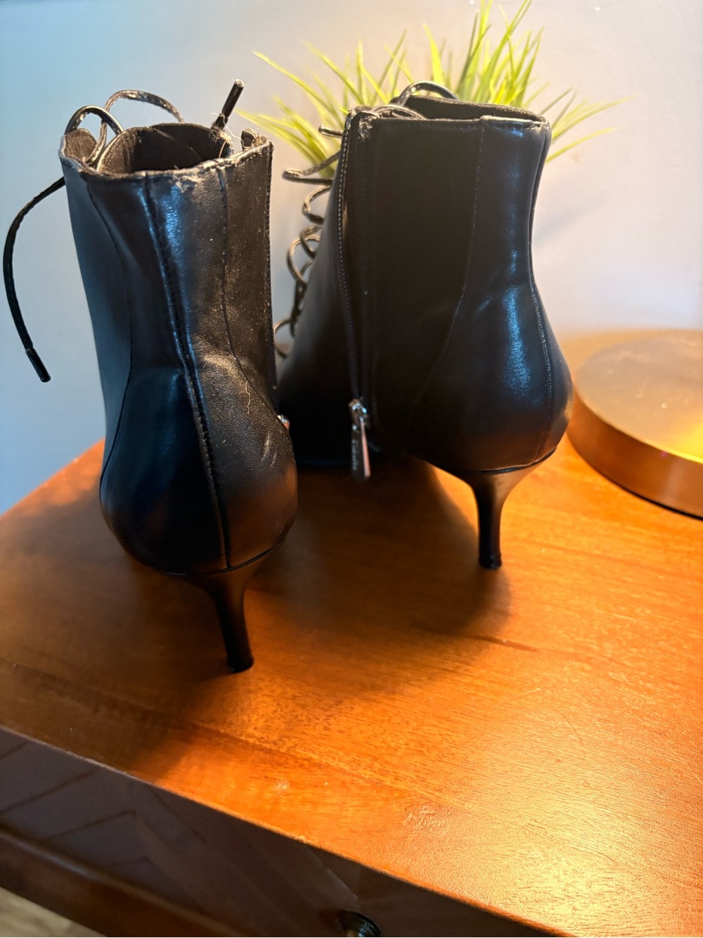 Charles David Black Lace-Up Pointed Ankle Booties - Picture 5 of 8